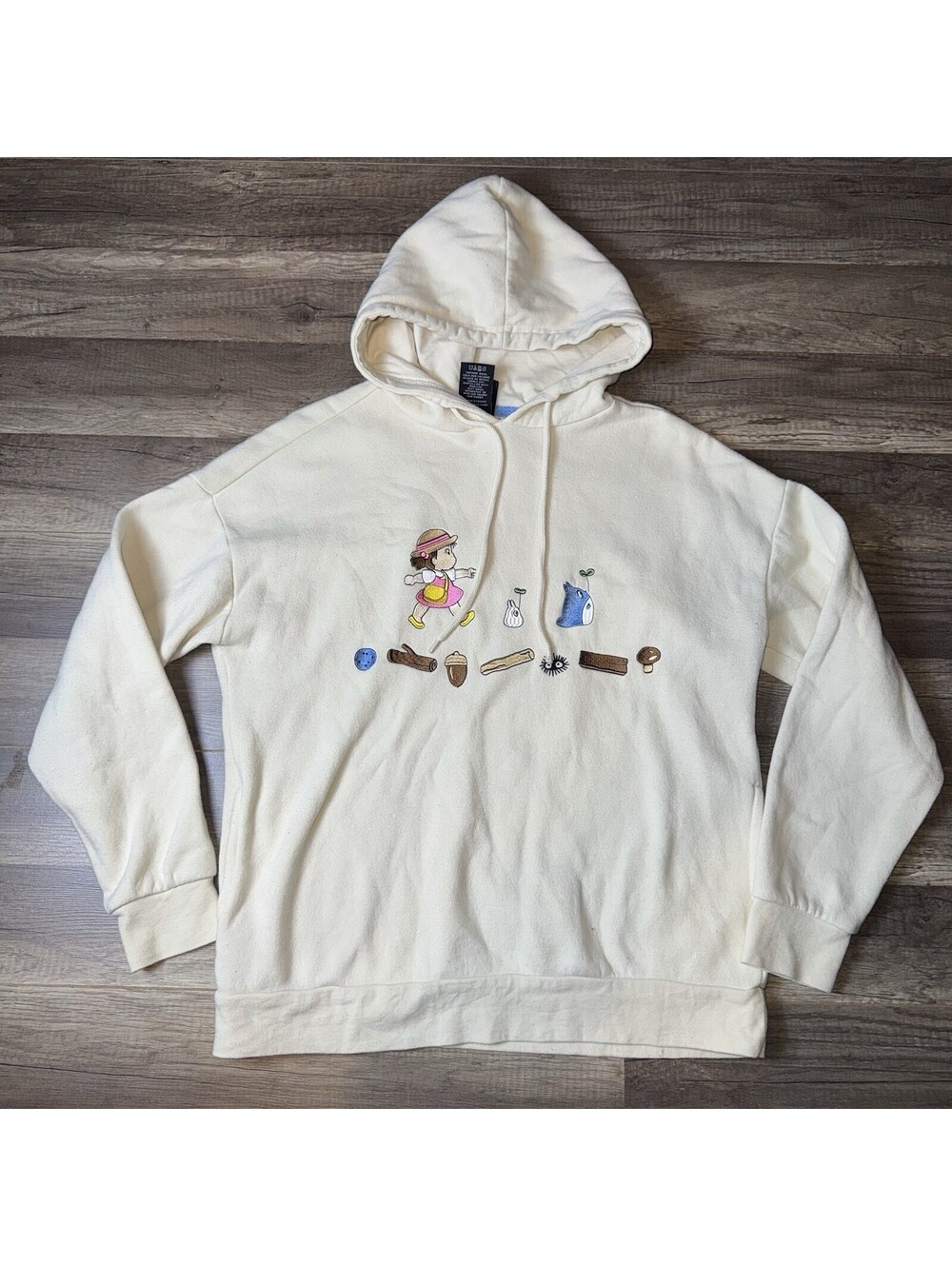 My Neighbor Totoro Studio Ghibli SWEATER womens Hooded Mei Bunny Cream SZ M